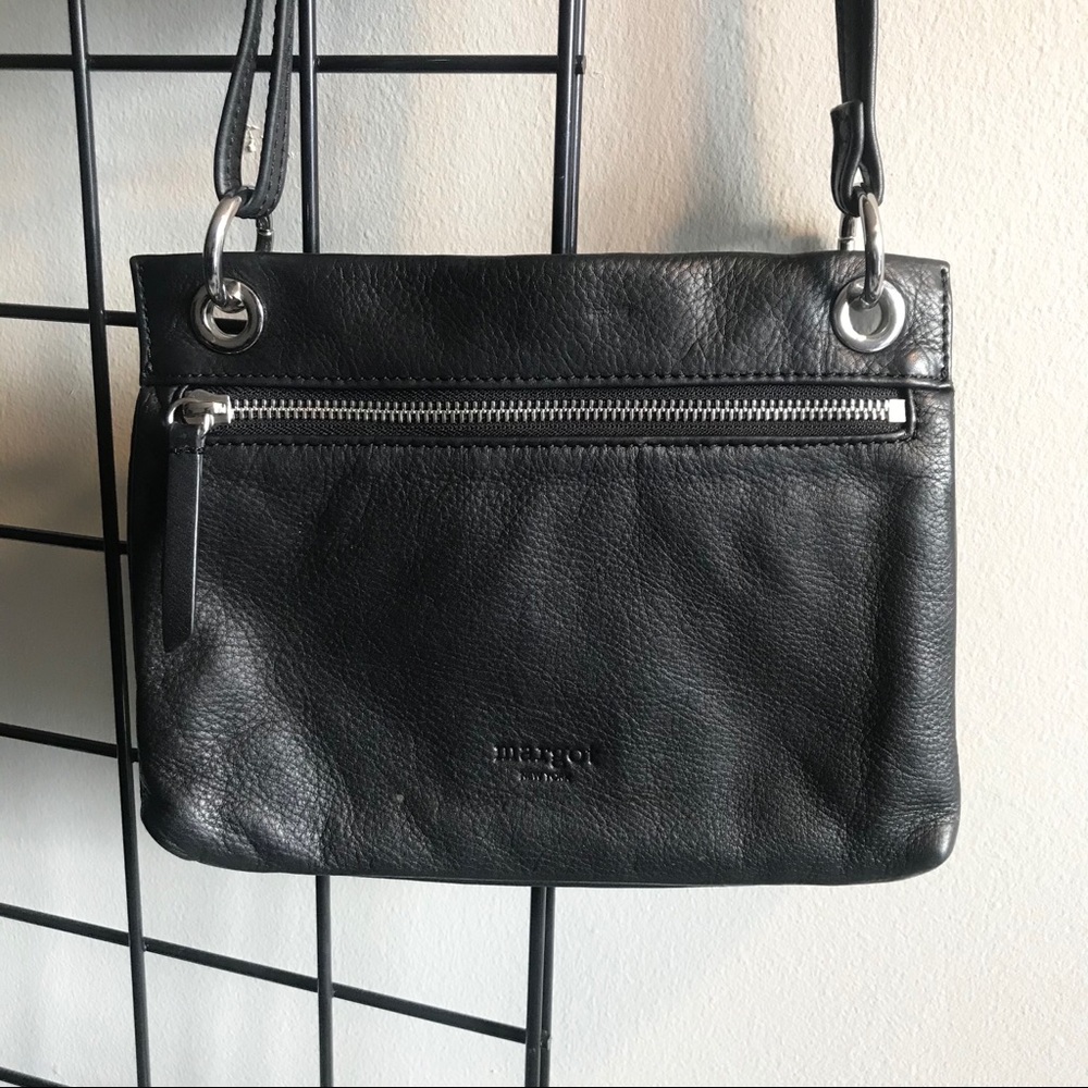 Margot New York black leather crossbody purse bag